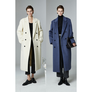 大衣外套 LINE双排扣直筒西装 MRS Studios意大利水波纹苏力ROW风H