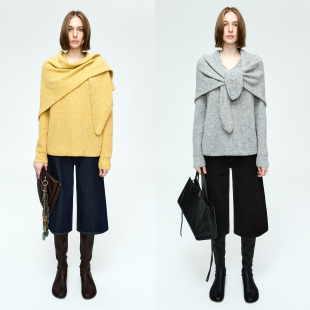 三角大围巾围脖 康宝莱混色花纱舒适亲肤V领针织毛衣 MRS Studios