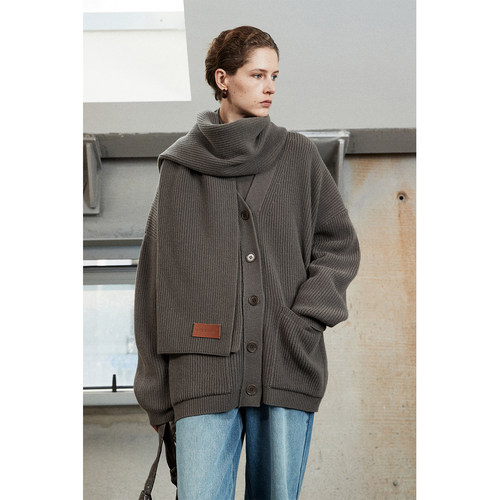 舒适老钱羊毛围脖/帽子/开衫套装