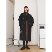 澳洲美利奴羊毛H型Duffle MRS Studios Coat大口袋牛角扣大衣外套