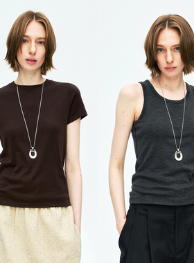 MRS Studios 可机洗 定纺180'S極简CHAO细羊毛/背心小圆领经典T恤