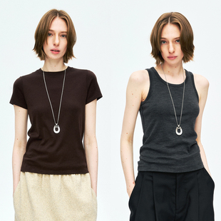 MRS Studios 可机洗 定纺180’s高⽀超细羊毛/背心小圆领经典T恤