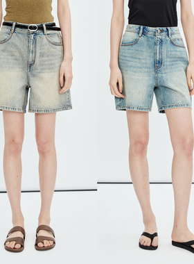 MRS Studios 土耳其bossa重磅水洗时髦INS风显瘦直筒牛仔短裤热裤