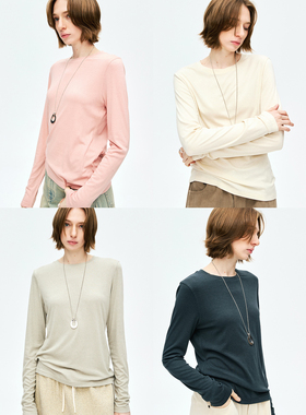 MRS Studios 舒适亲肤醋酸羊毛经典针织长袖打底面膜T恤