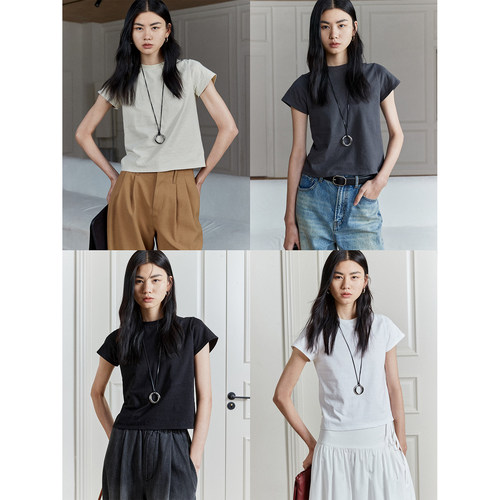 R0W风汉麻小飞袖短袖T恤