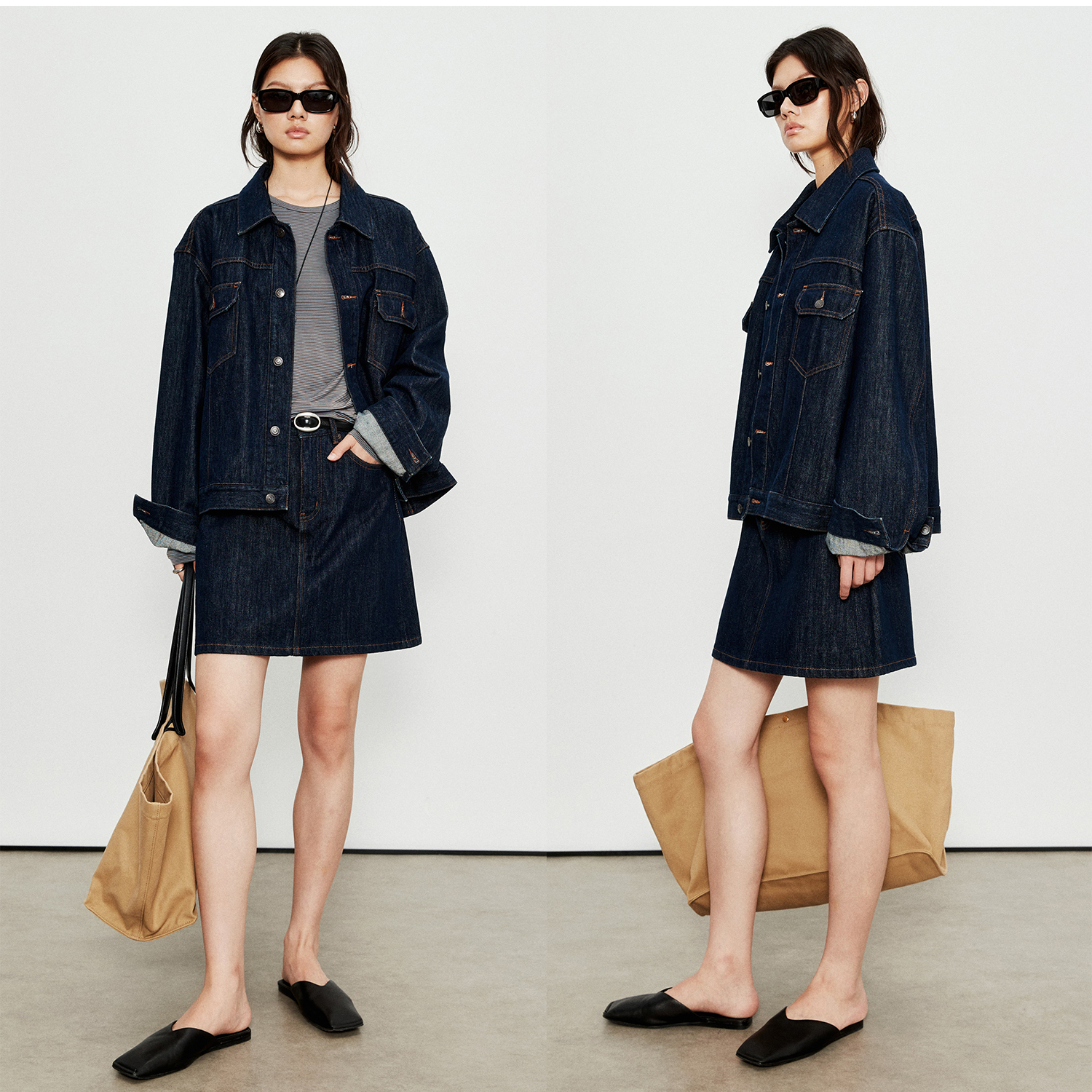 MRS Studios 土耳其KIPAS中性深蓝原色水洗 率性时髦复古牛仔夹克