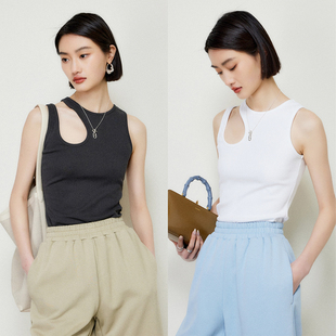 时髦挖肩领型设计高弹显瘦不规则修身 搭配Bi入 背心 Studios MRS