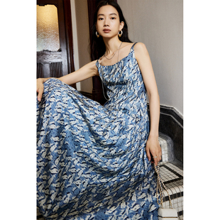 原创印花吊带连衣裙 MRS 候鸟与岛 重磅真丝斜纹绸 半裙 Studios