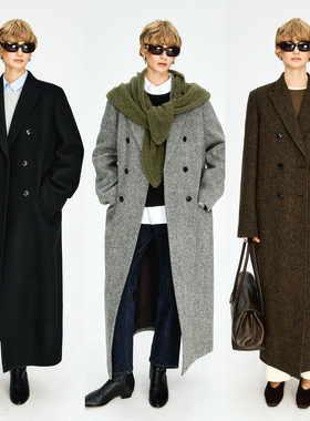 MRS Studios 英国HARRIS羊毛幻彩人字戗驳领麦尔登双排扣西装大衣