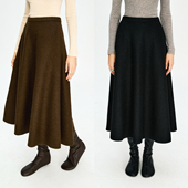 圈圈羊毛面料 MRS Studios 复古时髦赫本风羊毛A字半身裙伞裙