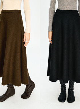 MRS Studios 圈圈羊毛面料 复古时髦赫本风羊毛A字半身裙伞裙