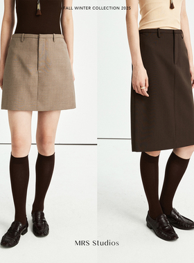MRS Studios 意大利進口Marzotto精纺羊毛極简西装短裙/中长半裙