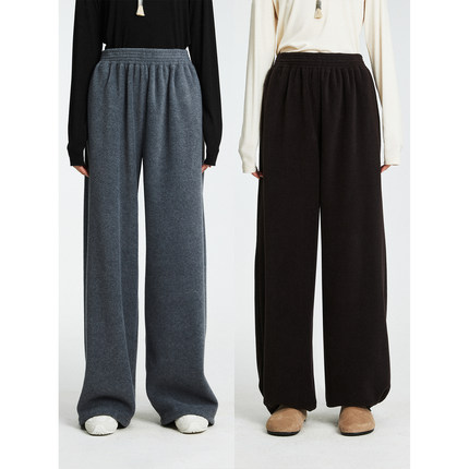 MRS Studios 进口摇粒绒软糯轻盈保暖百搭MIU风松紧腰休闲抽绳裤