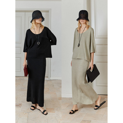 ROW风亚麻连衣裙罩衫半裙套装