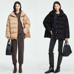 MRS 骆驼绒轻便软糯舒适90白鹅绒保暖立领面包羽绒服夹克 Studios