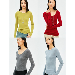 MRS Studios 扬子Biella60支岛精无缝18针圆领/大圆领针织打底衫