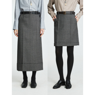 半裙 MRS 折边开衩时髦西装 精纺羊毛蚂蚁布PR@DA秀款 长裙 Studios