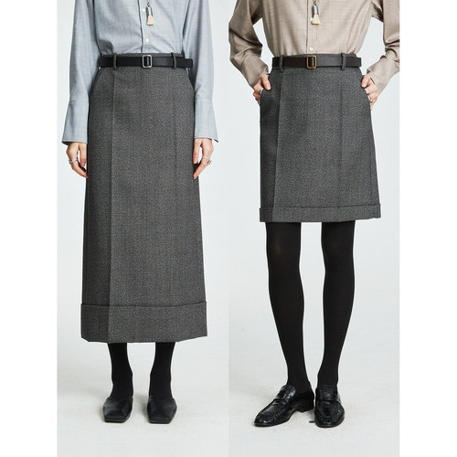 PR@DA设计款开衩西装半裙