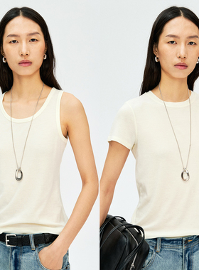 MRS Studios 可机洗 定纺180’s高⽀羊毛/背心小圆领经典T恤