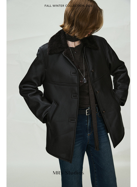 MRS Studios 法国进口Livarot小美丽奴羊皮面翻领皮毛一体皮草