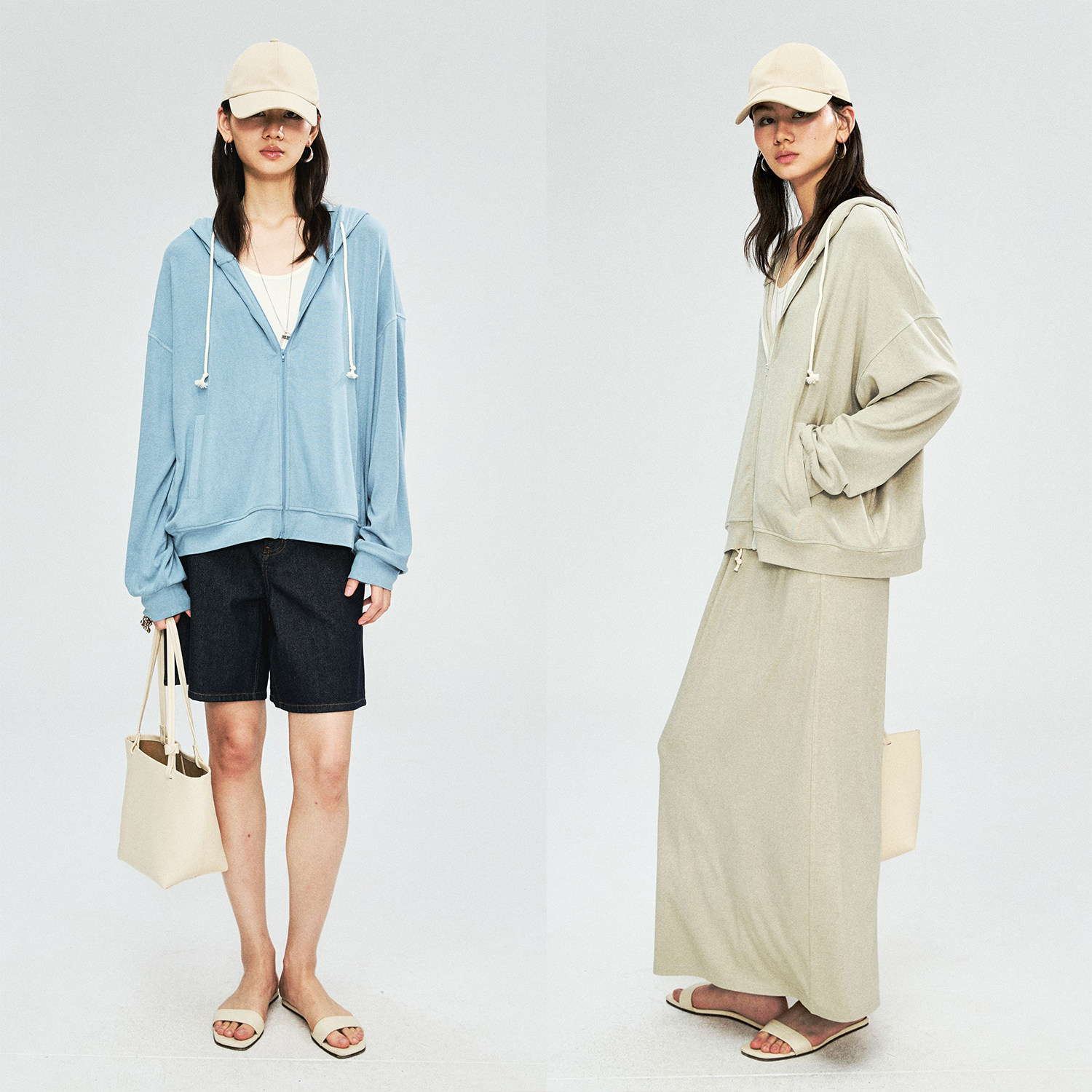 MRS Studios 针织拉链卫衣开衫/抽绳半裙/卫裤休闲遛弯套装