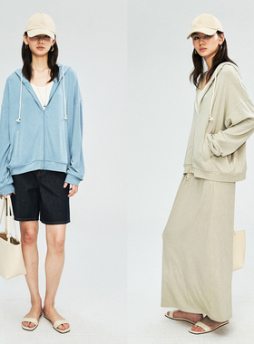 MRS Studios 针织拉链卫衣开衫/抽绳半裙/卫裤休闲遛弯套装