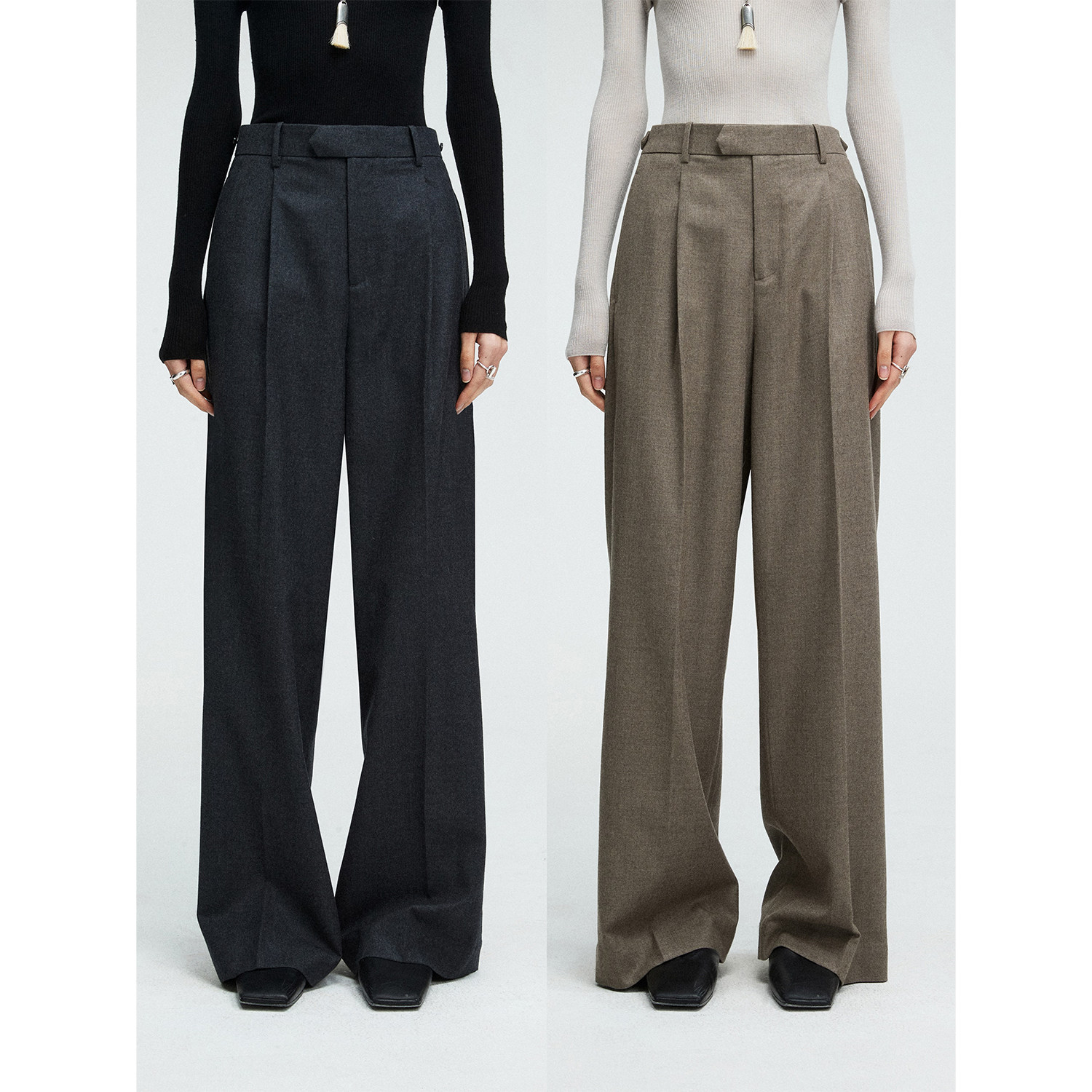 精仿羊毛高腰极地休闲西裤