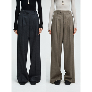 精纺法兰绒羊毛舒适立裁剑鞘腰袢高腰极地休闲西裤 MRS Studios