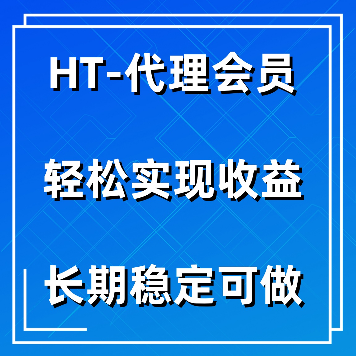 HT-代理会员 轻松实现收益 长期稳定可做