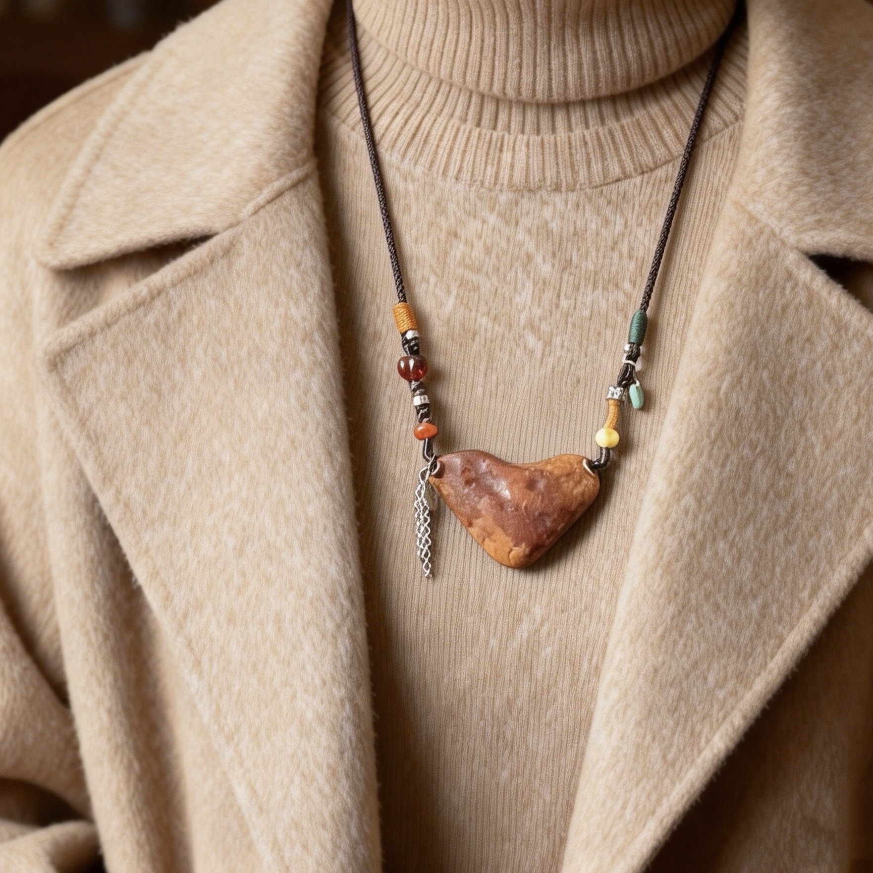 天然波罗的海琥珀蜜蜡毛衣链全皮原皮原矿老花蜡妖花原石项链