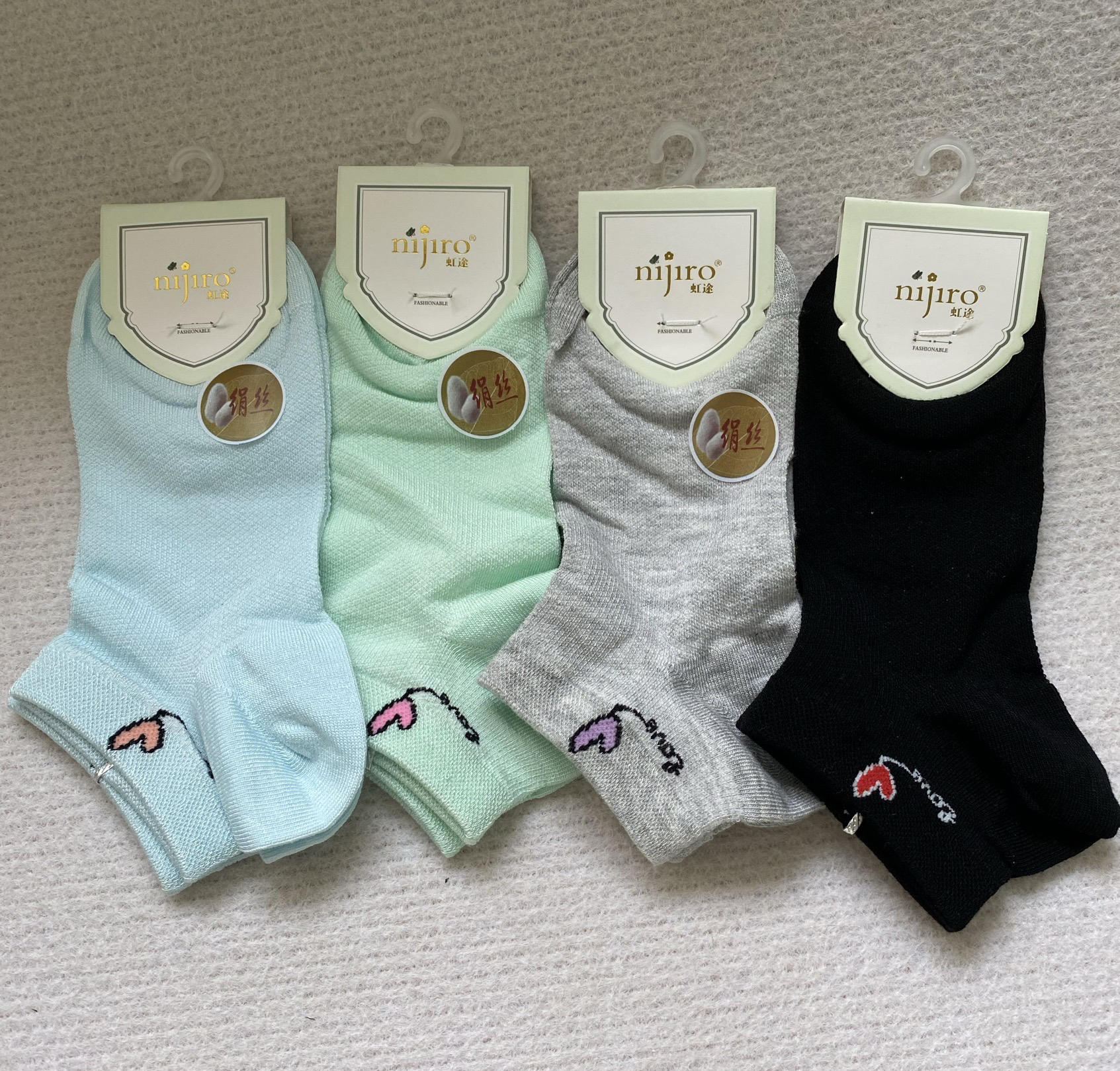 富熙虹途春夏女袜短袜船袜超薄薄款透气桑蚕丝棉袜无骨缝头女袜