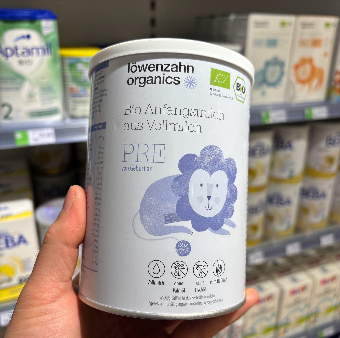 德国乐温赞Lowenzahn小狮子有机全脂奶粉pre 2段3段400g德国直邮