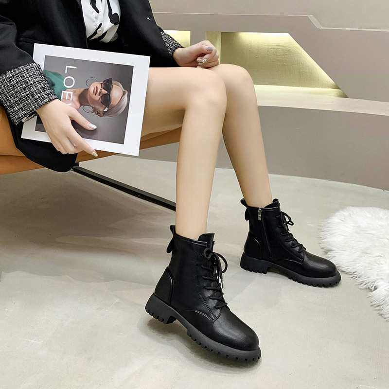 时装靴女英伦风ins潮2021年秋冬季新款时尚百搭侧拉链短筒靴子