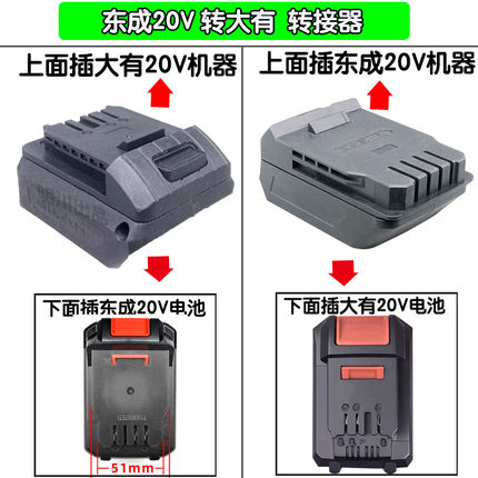 适用东成20V电池转大有20V机器锂电池用到东成20工具机器转换头