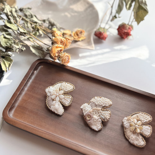 日系手作刺绣胸针飞鸟与蝴蝶系列法式立体刺绣重工配饰闺蜜礼物