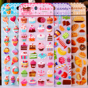 卡通蛋糕面包冰淇淋甜品3D立体贴纸sticker儿童男孩女孩可爱贴画