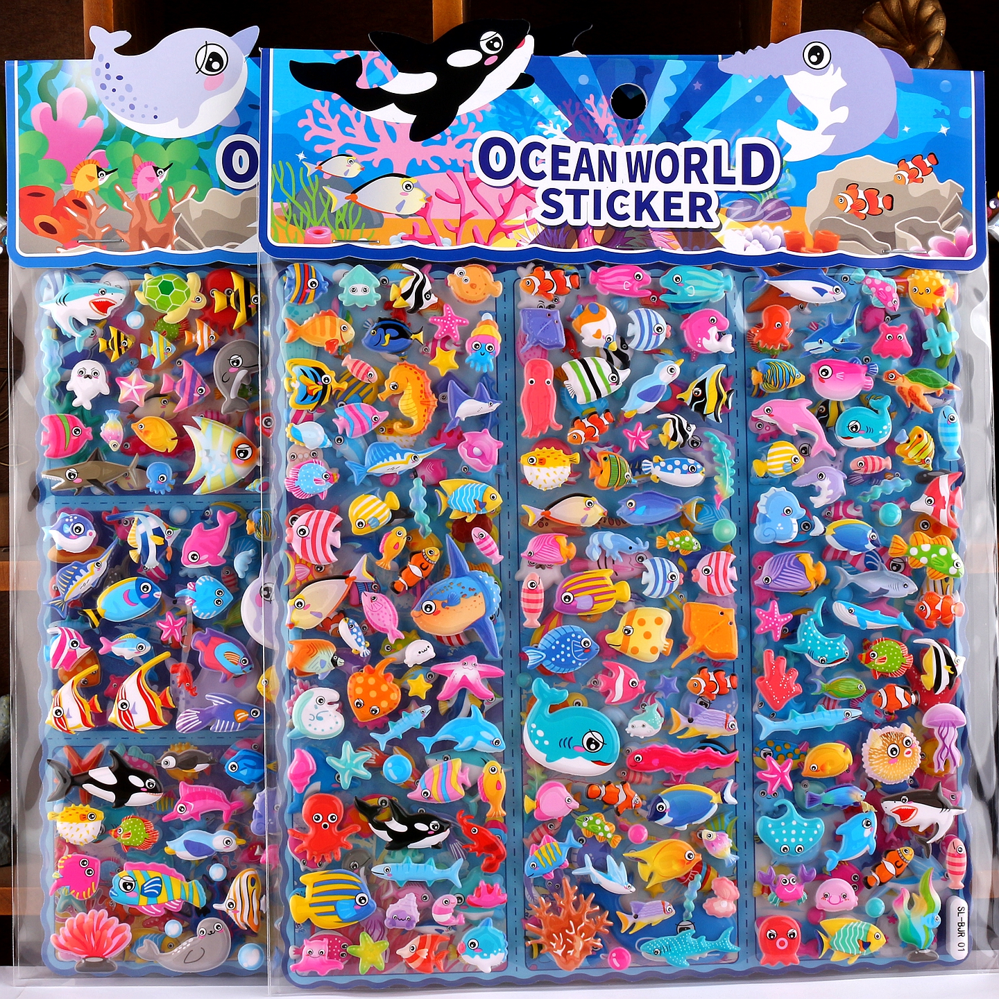 海洋动物3d立体泡泡贴卡通贴画
