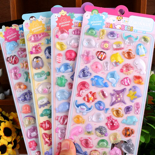 海洋动物3D立体水晶浮雕贴纸