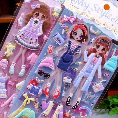 女孩公主芭比娃娃儿童换装贴画