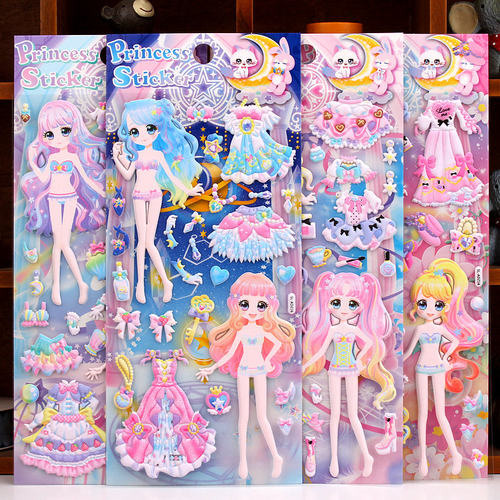 女孩公主芭比娃娃儿童换装贴贴纸