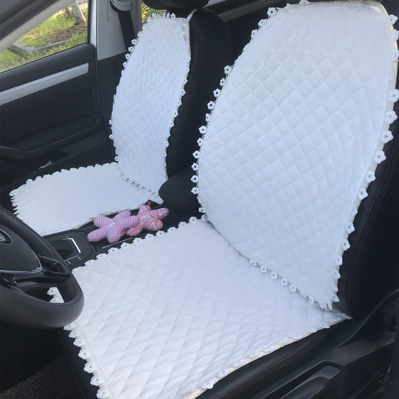 汽车坐垫亚麻透气四季通用五座通用蕾丝女士车座垫单个座垫长条垫
