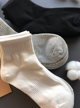 白色袜子女短袜纯棉夏季ins潮短筒夏天运动男袜春秋薄款男士中筒