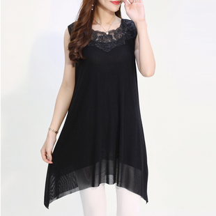 胖MM中长款 加肥加大码 蕾丝吊带背心女 打底衫 230斤夏 宽松背心无袖