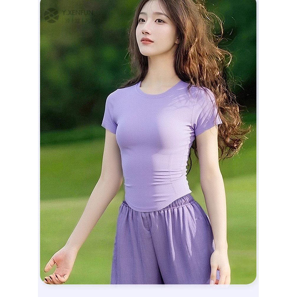 绝美高级感塑身瑜伽服女时尚百搭高弹力显白短袖普拉提运动速干夏