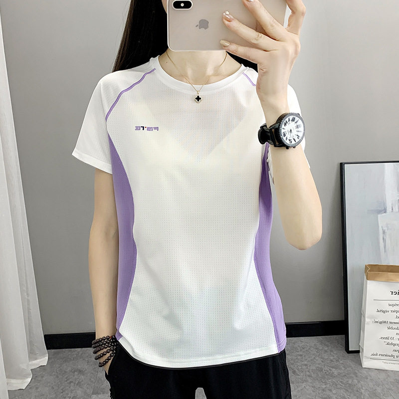 弹力网眼速干T恤圆领女户