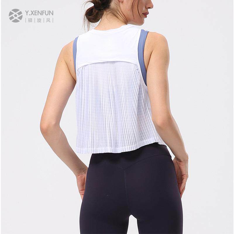lu同款瑜伽服宽松背心女美背短款上衣运动健身速干无袖罩衫夏季薄