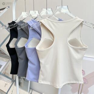 2025新款运动背心女夏外穿健身专用带胸垫防震防下垂瑜伽跑步上衣