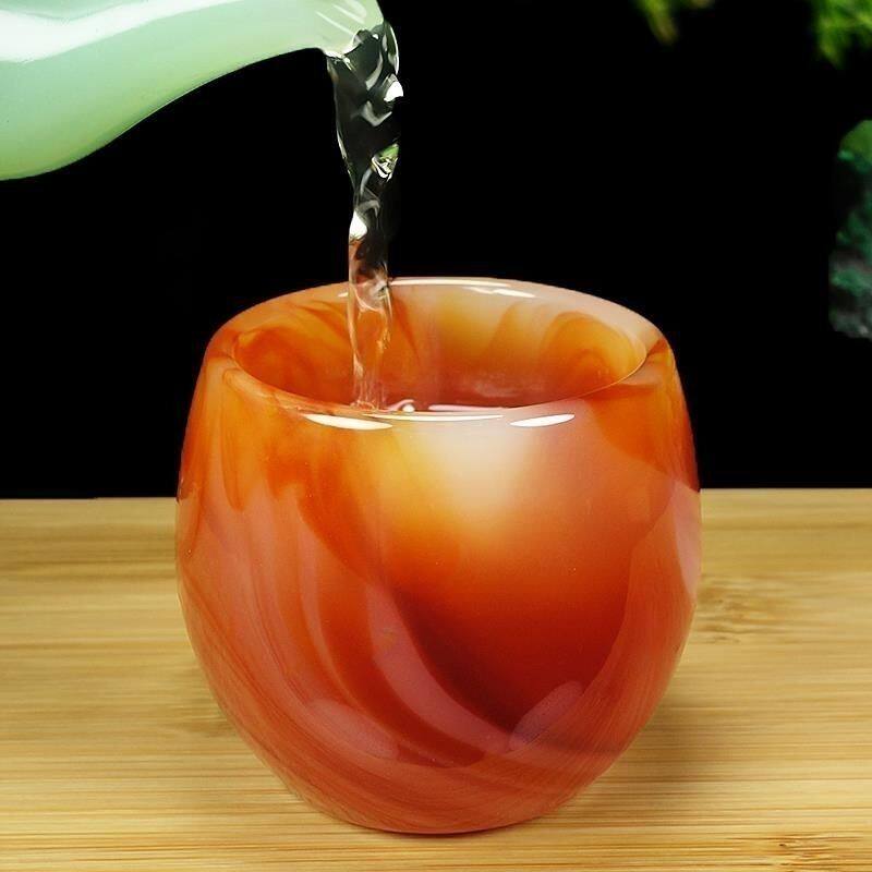 红玛瑙鸿运聚财茶杯玉石防烫耐热