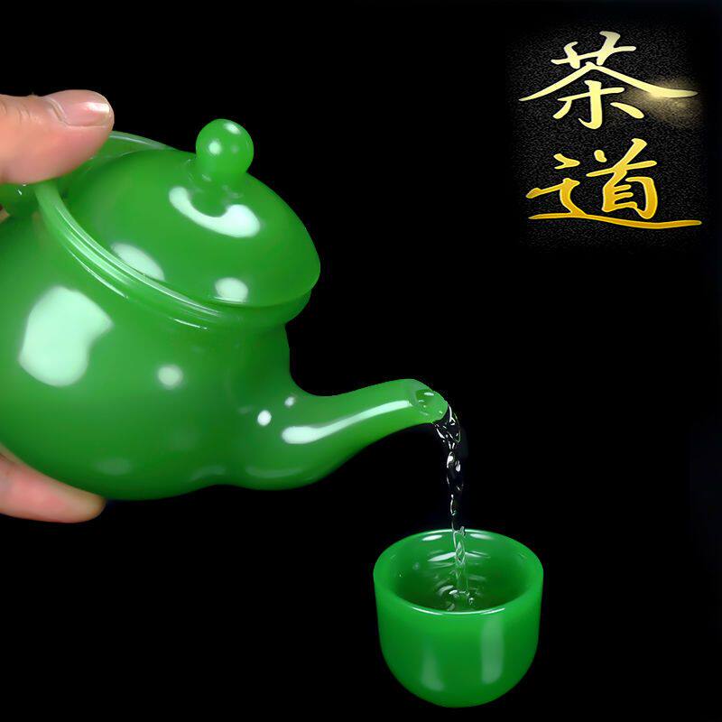 高档帝王绿泡茶壶玉石茶壶家用大