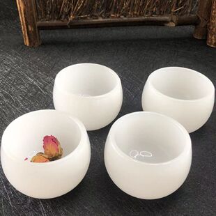 羊脂白玉琉璃茶具玉石茶壶茶盘茶杯酒杯盖碗加厚罗汉杯茶具套装